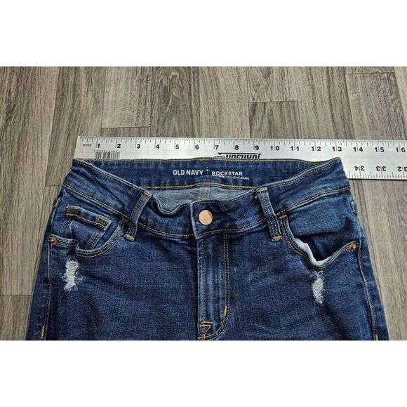 (3/$35) Old Navy Size 2 Regular Rockstar Mid Rise Distressed Skinny Blue Jeans - Picture 6 of 10